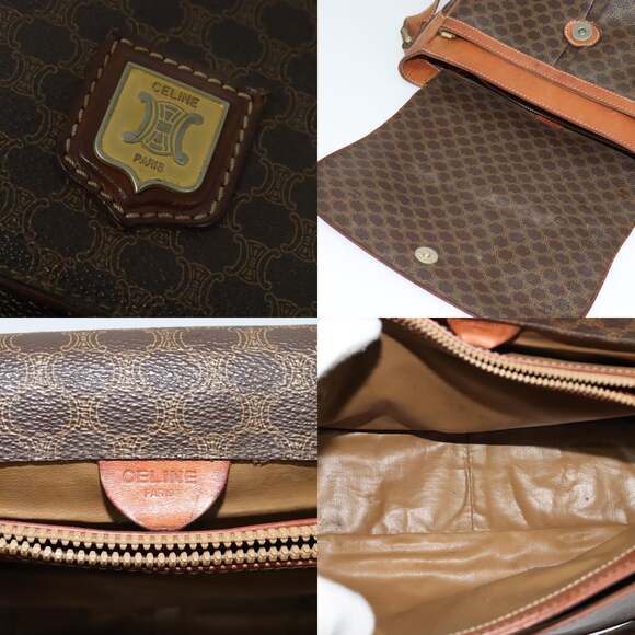 CELINE Macadam Canvas Shoulder Bag Pvc Brown Gold - Picture 11 of 13